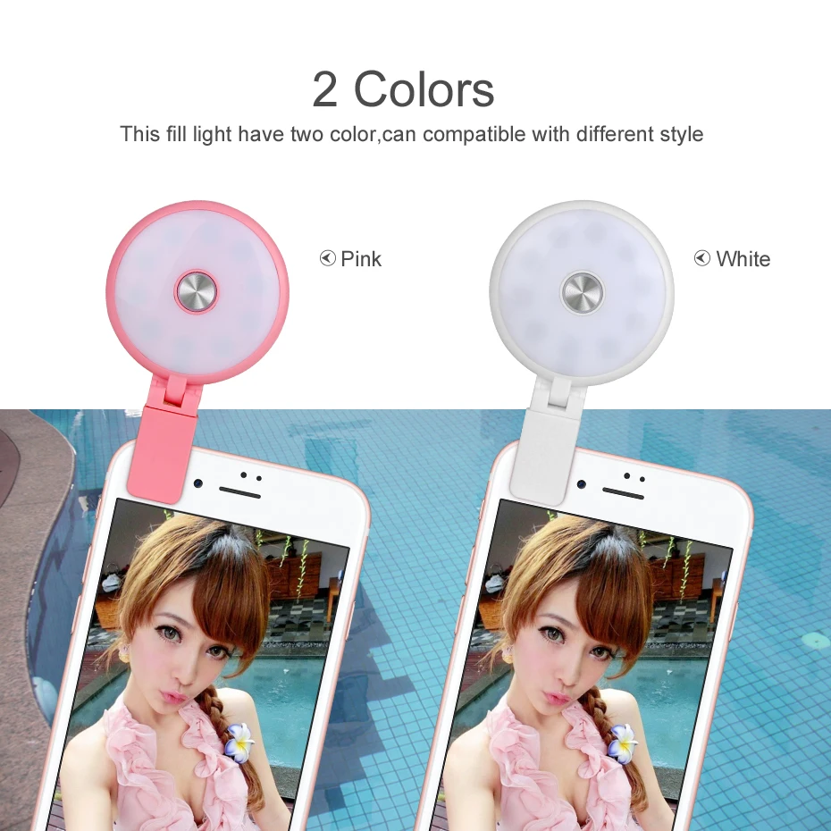 

Colorful LED Selfie Ring Light Smart Phone LED Flash Light Up Selfie Luminous Ring With USB Charging for iPhone Samsung