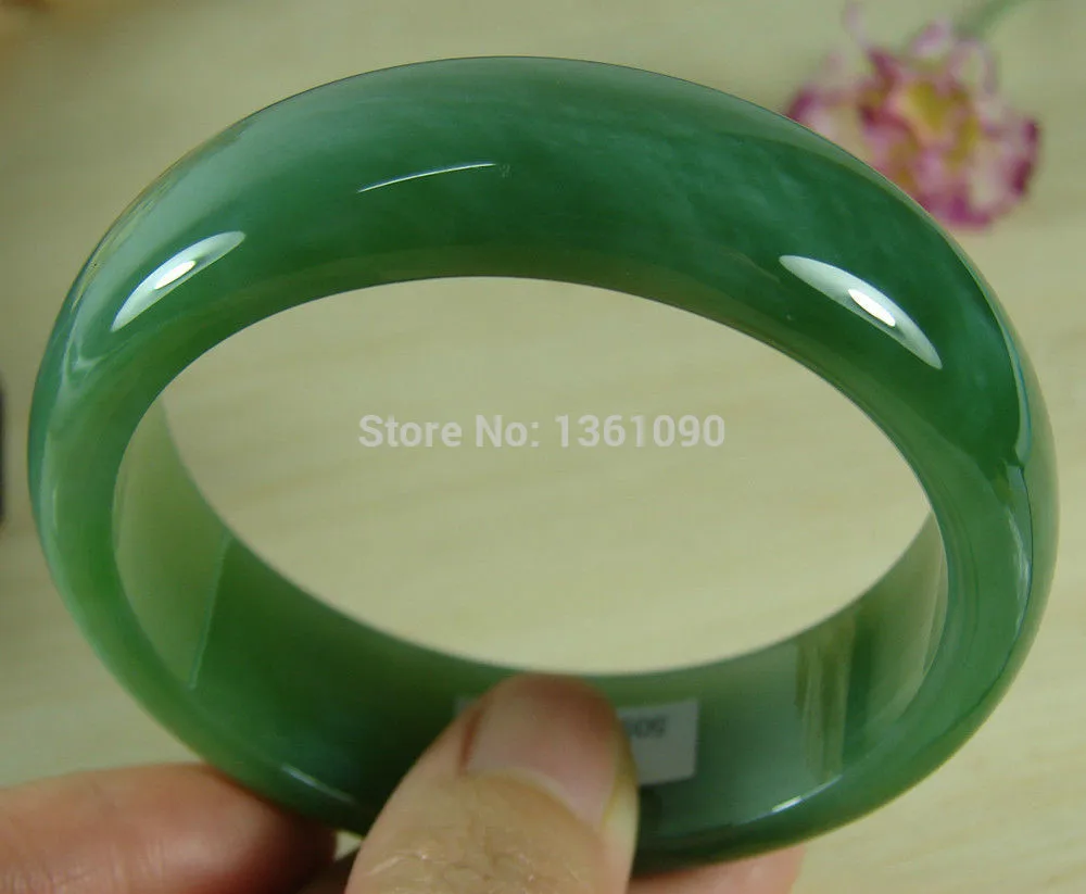 

xd 00607 Certified Natural Green Nephrite Hetian Chinese Jade Bangle Bracelet 58MM (A0502)