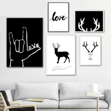 Simple Love Deer Nordic Posters And Prints Wall Art Canvas Painting Wall Pictures For Living Room Scandinavian Home Decor