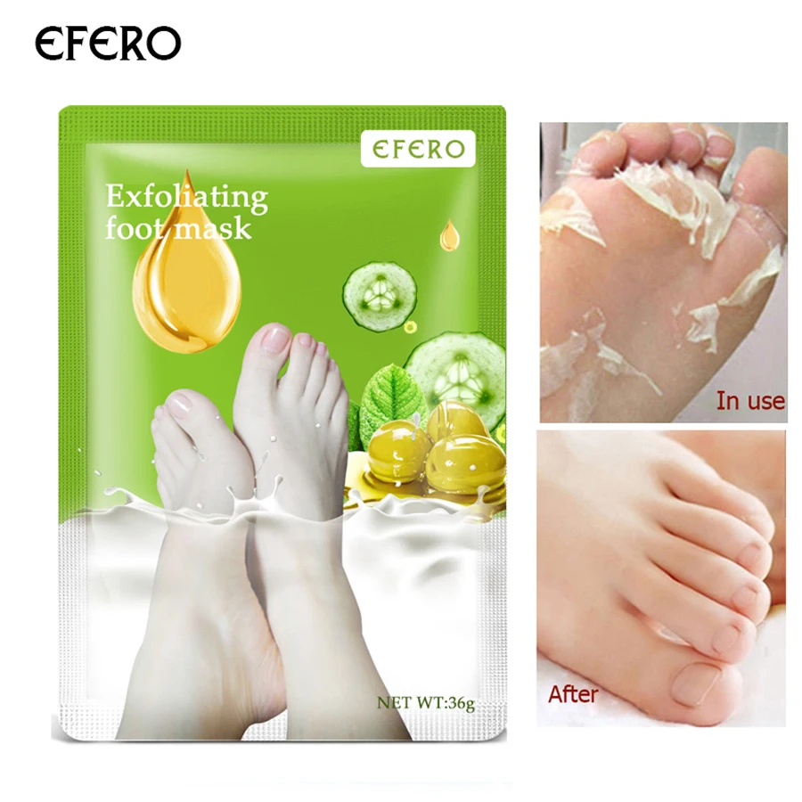 Efero 2 шт ноги забота Отшелушивание маска для ног пилинг носки для педикюра спа мертвая кожа Remover против трещин влажная маска для ног