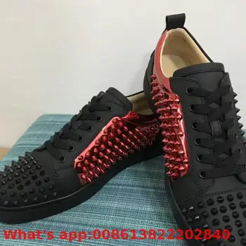 

Outdoor Sports Lace Up Black With Red Bottoms For Men High Top Sneaker Shoes Spikes Footwear Casual Models Flat Loafers