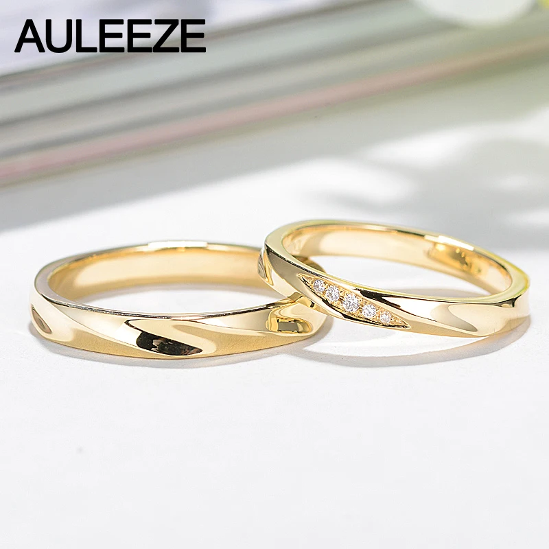 Кольцо AULEEZE для пары, настоящее ювелирное изделие с бриллиантами, простое классическое обручальное кольцо для влюбленных, 18 К, кольца для мужчин и женщин из желтого золота, ювелирное изделие, подарок
