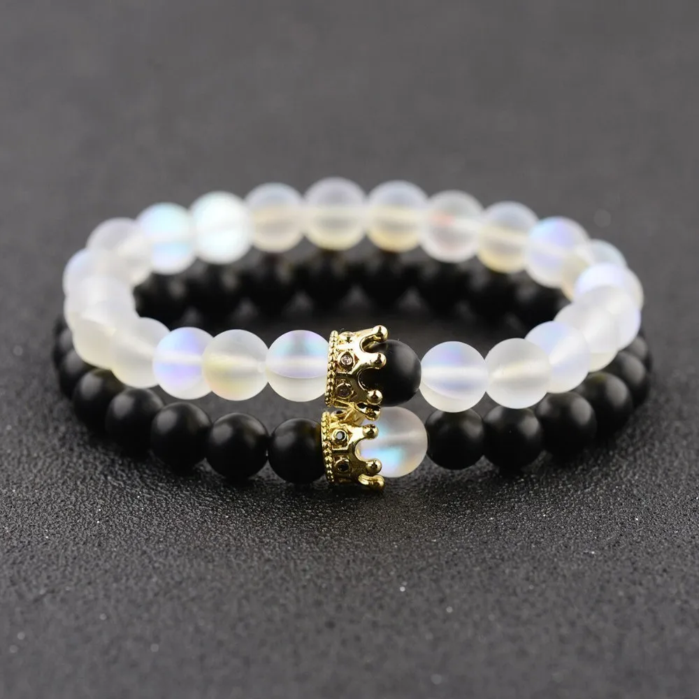2019 Fashion couples bracelet His And Hers Jewelry 8mm Stone Beads Bracelets & Bangles King Queen Couple Bracelet for Lovers 2019 Fashion couples bracelet His And Hers Jewelry 8mm Stone Beads Bracelets & Bangles King Queen Couple Bracelet for Lovers