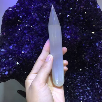 

natural polished selenite Crystal gemstone pencil point meditation reiki healing Mental Clarity selenite remove negative energy
