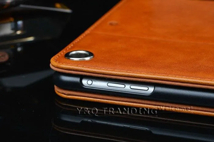 Luxury Genuine Case for iPad Leather Case Retro Business Cover Wallet Smart Cover for iPad (5)