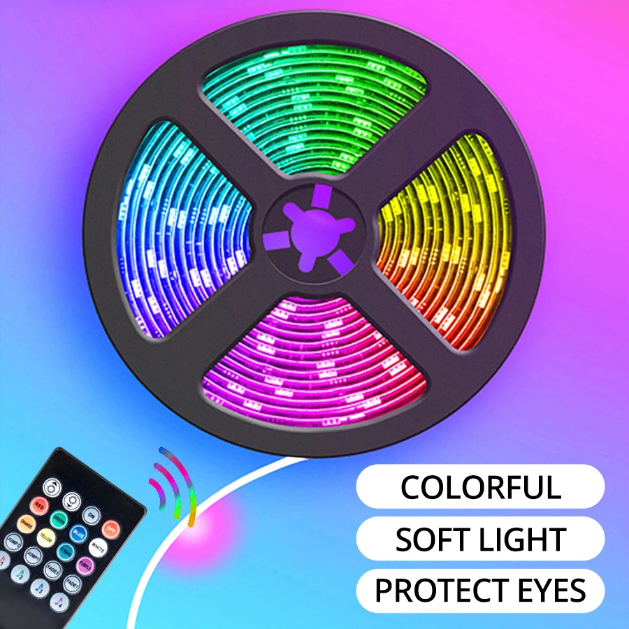 USB RGB светодиодный светильник 5 в 60 светодиодный s/m 5050 светодиодный диодный ленточный светильник с музыкальным контроллером 1 м 2 м 3 м 4 м 5 м ТВ ПК RGB экран подсветка