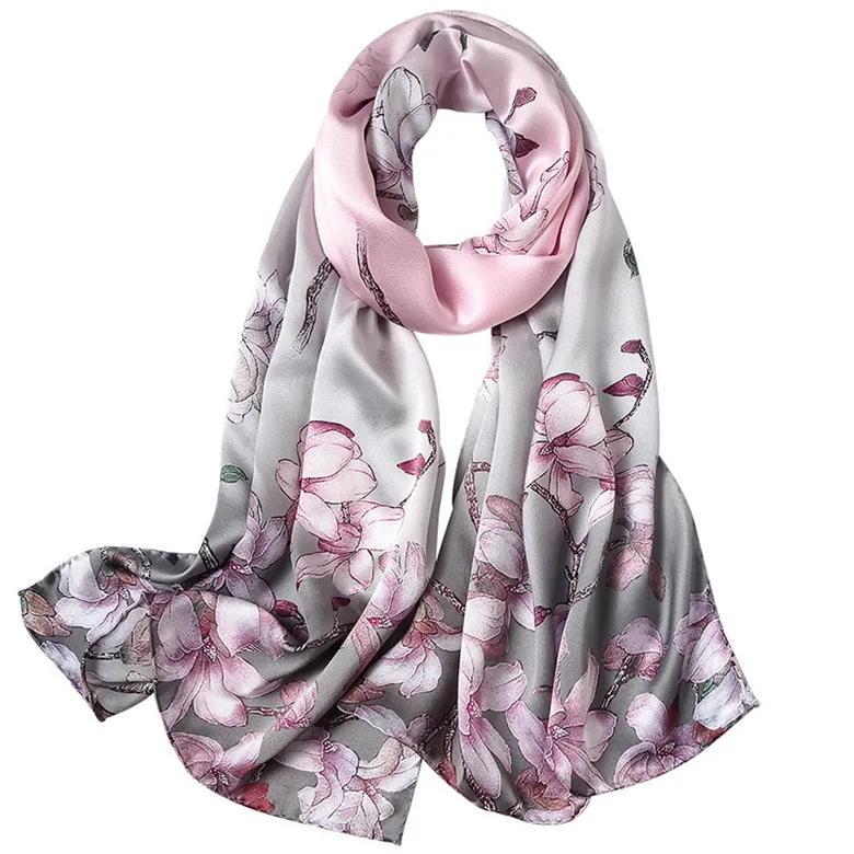 Butterfly Print Silk Scarf Spring Pure Silk Scarf Shawl Hand-rolled Edges Natural Silk Scarf Women Fashion Scarves Wraps - Цвет: 13