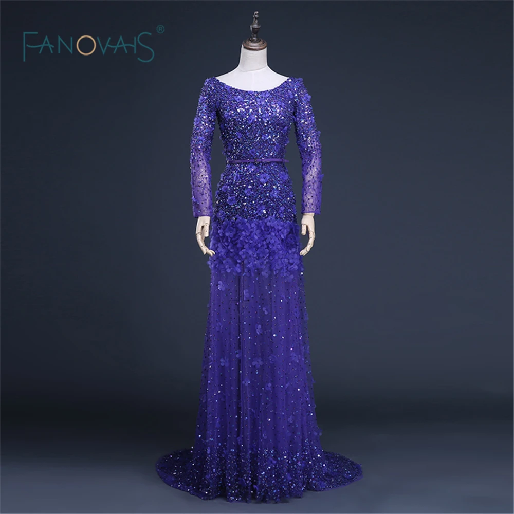 

Latest Elegant Night Dress Long Hot Sell Exquisite Long Sleeve Shine Party Wear Sexy Sheer High Quality Evening Dress(ASA-009)