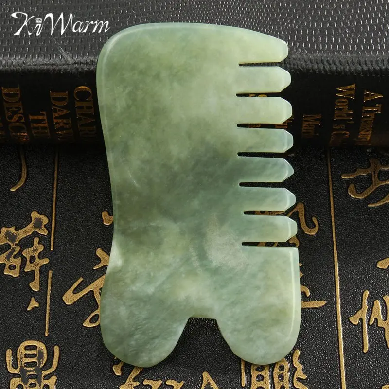 KiWarm Natural Jade Stone Guasha Gua Sha Board Comb Shape ...