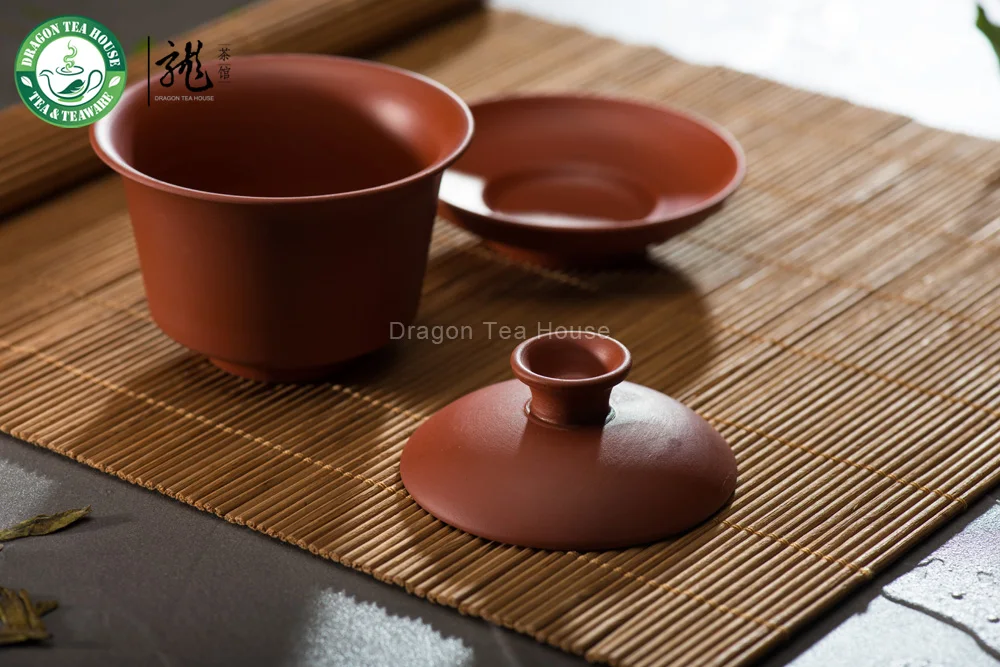 Red Pure Yixing Zisha Clay Chinese Gongfu Tea Gaiwan 100ml 3.38oz