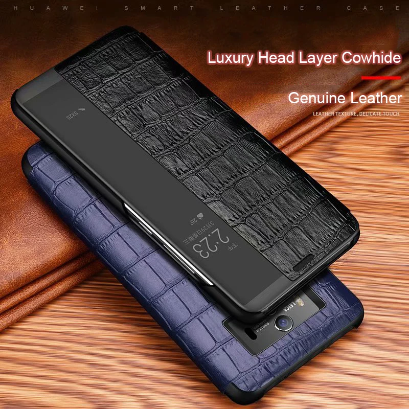Чехол книжка из натуральной кожи с крокодиловой текстурой для Huawei Mat 10 Pro Mart Touch View