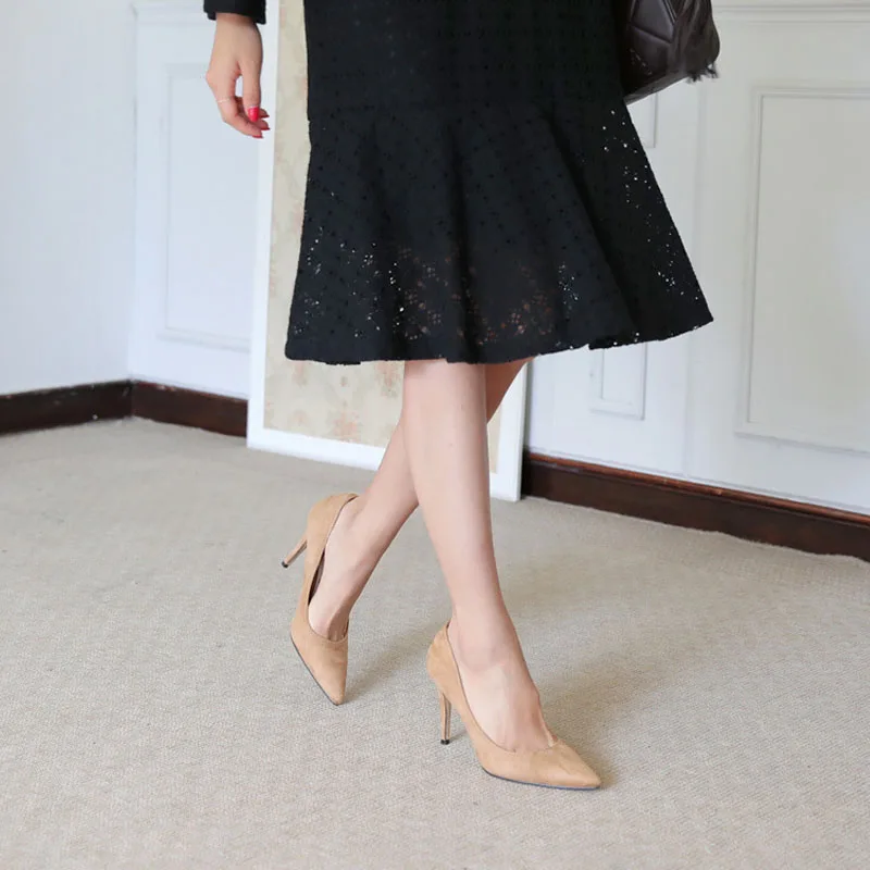 Women Pumps High Heels Shoes Pointed Toe Brand Woman Wedding Shoes Spring Summer Thin Heels Office Lady Dress Shoes Plus Size