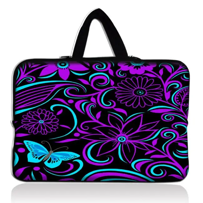 Purple Swirls Universal 14" Soft Laptop Sleeve Case Bag Cover+Hide