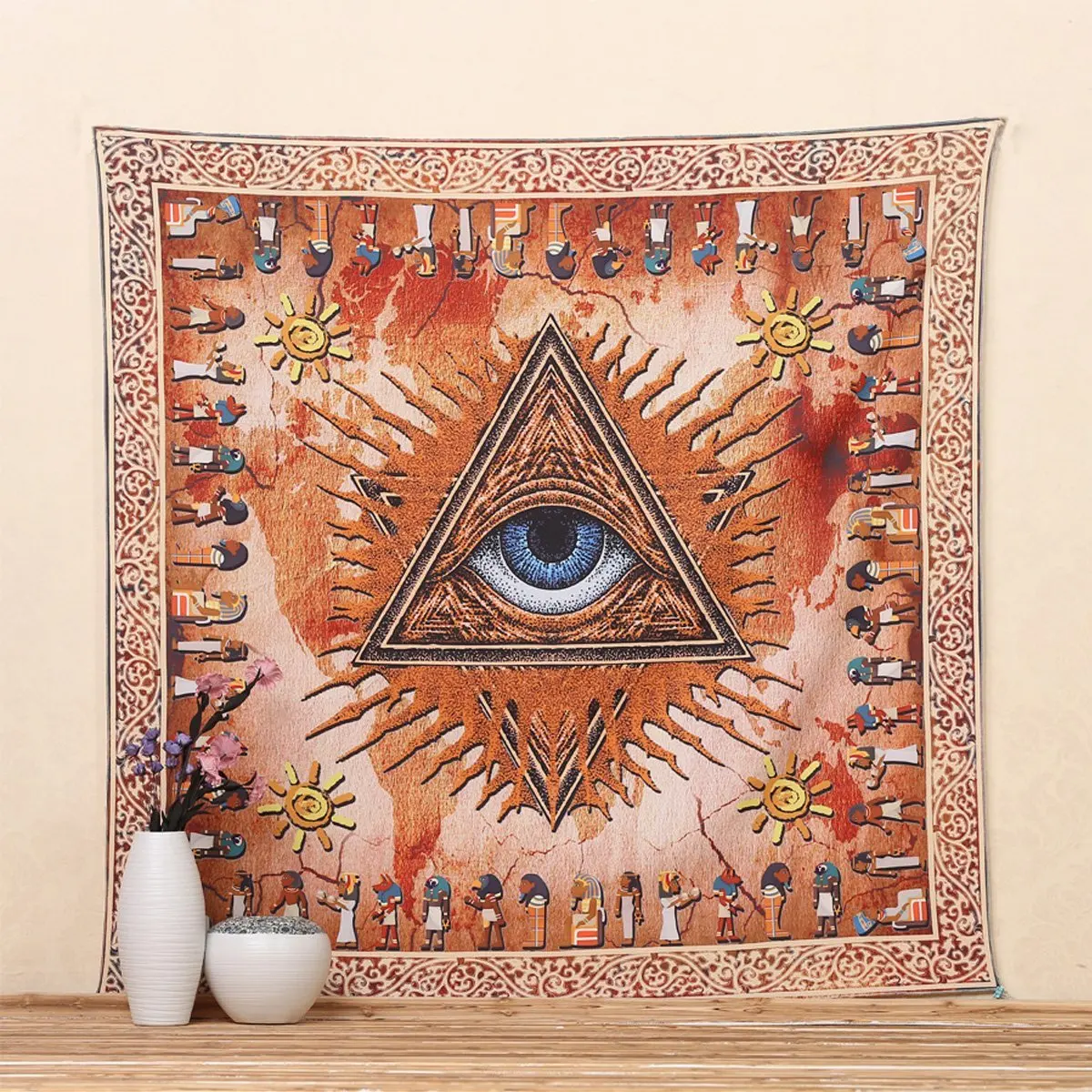 Psychedelic Небесный Египет солнце шестиугольник гобелен настенный бросок Хиппи