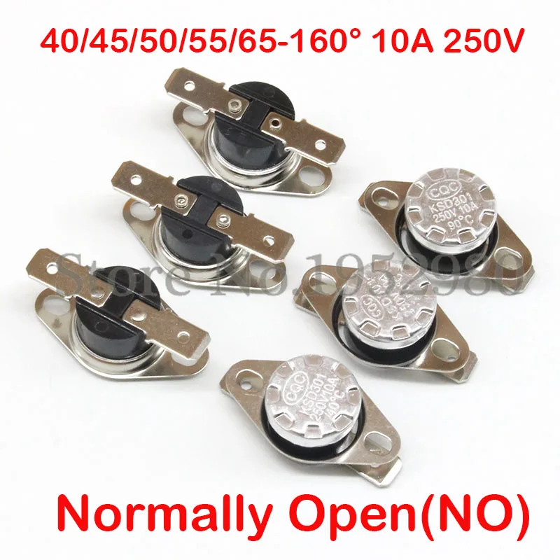 

1PCS KSD301 Thermostat Thermal Switch 250V 10A Normally Open NO 20/30/40/50/60/90/100/160 Degree