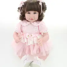52 см мягкий винил возрождается кукла ручной работы одежда завитые волосы маленькая девочка Кукла Brinquedos раннее образование игрушка кукла