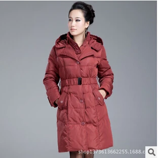 Зимние длинные пуховики и парки, куртки для женщин, новинка года, европейский и американский бренд, толстые пальто для мам среднего возраста, XL-XXXXL S1614 - Цвет: rush red