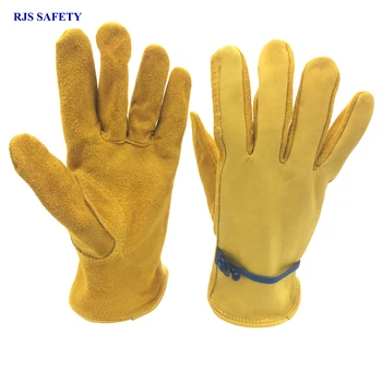 

RJS 20PCS Safety Work Gloves Cow Leather Working Welding Gloves Safety Protective Garden Sports MOTO Wear-resisting Gloves 4018