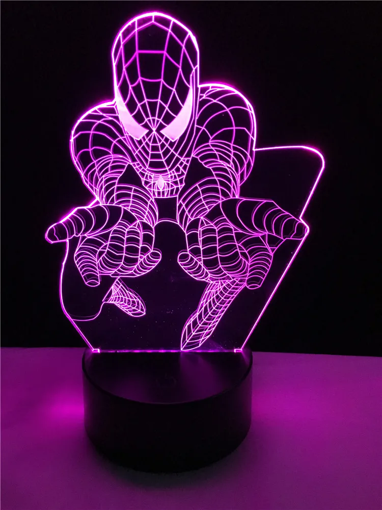 Лидер продаж супергерой Человек фигурка человек паук 3D лампа многоцветный светодиодный градиент ночник Lampara креативный фестиваль ребенок подарок на день рождения