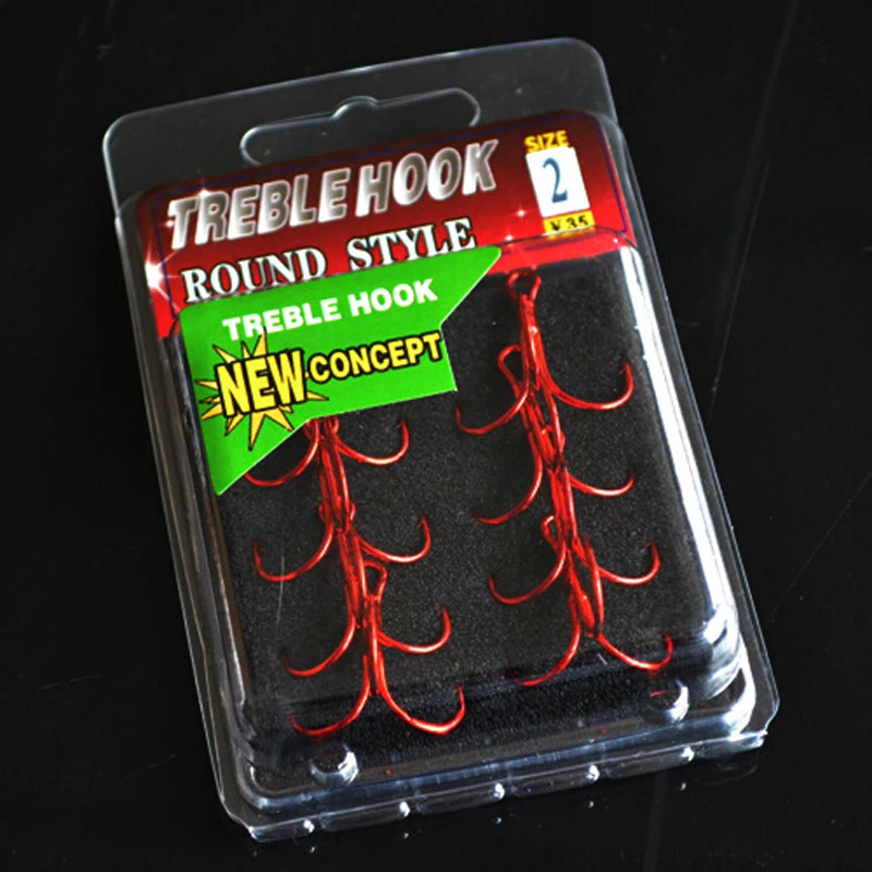 Hot Sale Free Shipping Fishhooks Three Jaw Fishing Hooks Lure Red