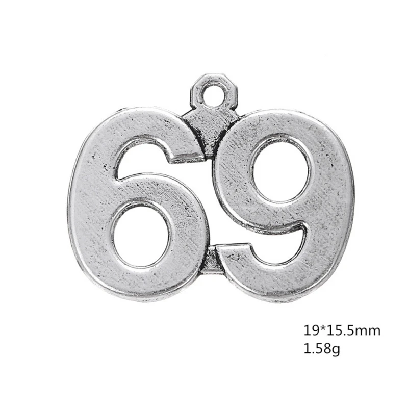 

Antique Silver Number 69 Pendant Arabic Numerals Figures Charms For Handmade Women Jewelry Necklace Making DIY Accessories 50PCS
