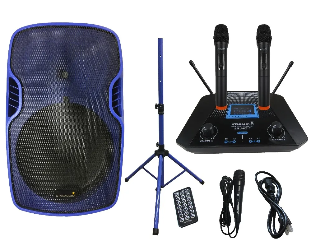 STARAUDIO Blue 15" 3500W Power Active PA DJ Stage KTV Speaker with 2CH