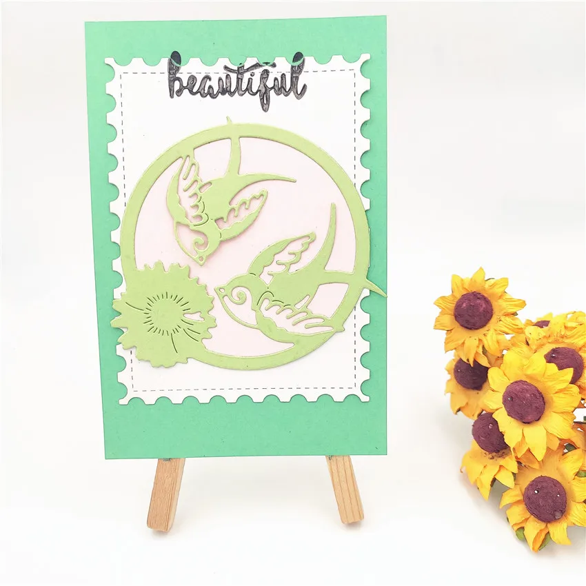 

Two Birds Flowers Metal Cutting Dies for DIY Scrapbooking Album Paper Cards Maker Decorative Stencils Craft Embossing Die Cuts