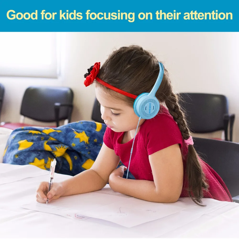 ONIKUMA M100 Kids Headphones Wired Over Ear Children Headset with Adjustble Headband for Girls Boys Gift Earphones