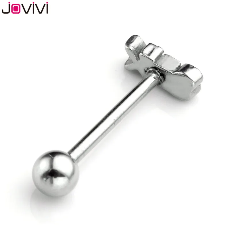 Jovivi 14Ga(1,6 мм) Percing Labret бар кольцо для губ из нержавеющей стали серебро/золото Секс взрывной леверированный язык ювелирные кольца для пирсинга