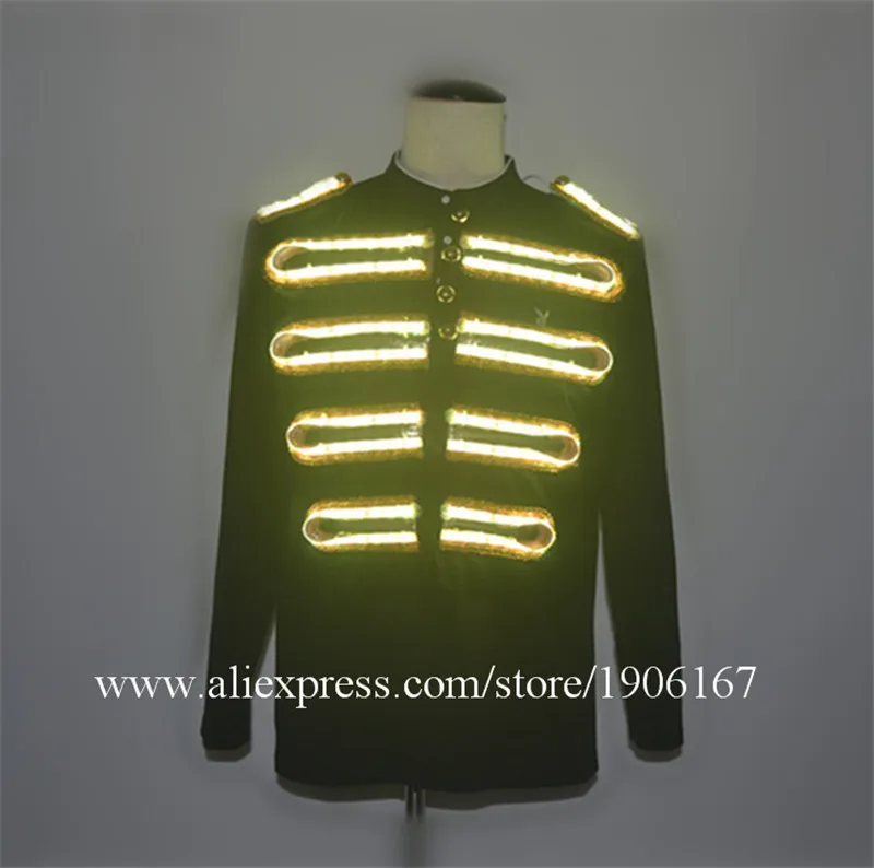  Robot men dance costumes led RGB light t-shirt long sleeves party wears colorful clothe luminous glowing coat dj outfits DS3