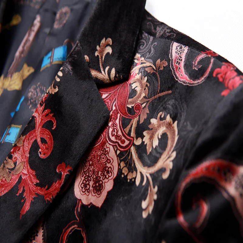 2019 New High-End Men'S Wine Red Printed Blazer Party Wedding Dress Luxury Slim Banquet Entertainment Men'S Suit Coat 2019 New High-End Men'S Wine Red Printed Blazer Party Wedding Dress Luxury Slim Banquet Entertainment Men'S Suit Coat