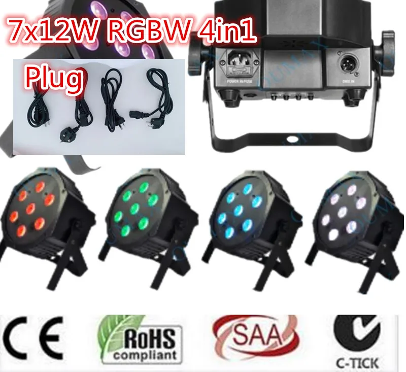 

7x12W LED Flat SlimPar Quad Light 4in1 LED DJ dmx light Wash Light Stage Uplighting No Noise dmx dj light 4pcs/lot