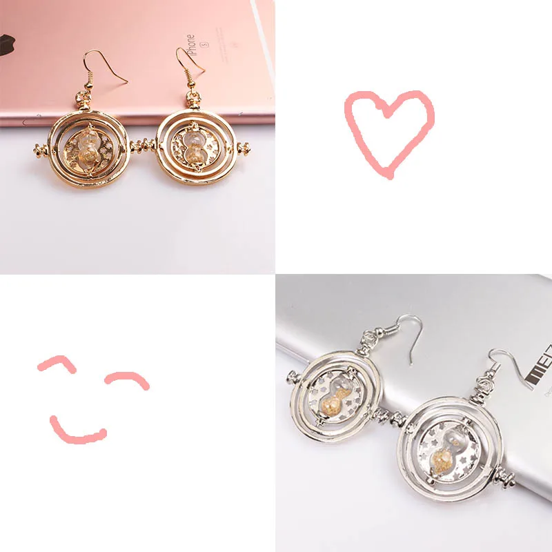 

HP Series Time-Turner Earrings Gold And Dilver Two-color Hourglass Pendant For Girls Female Movie Fan Jewelry Gift