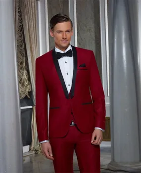 

Latest Coat Pant Designs Burgundy Shawl Lapel Formal Custom Groom Fashion Wedding Suits For Men 2 Pieces Perfume Masculino