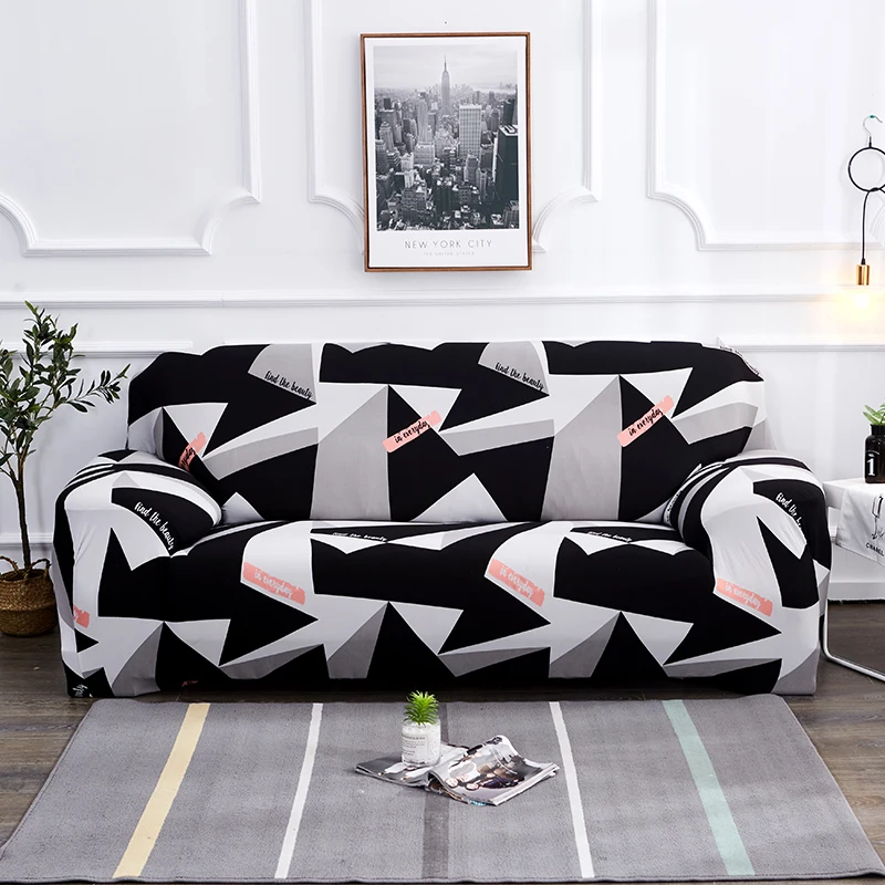 Us 6 02 30 Off Black White Grey 1 2 3 4 Seater Sofa Cover Wrap All Inclusive Sectional Elastic Seat Covers Couch Covering Slipcovers In