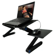 Portable Mobile Laptop Standing Desk For Bed Sofa Laptop Folding Table Notebook Desk With Mouse Pad & Cooling Fan For Office nightstands laptop table wooden standing office desk with drawer computer desk rotatable folding table bedroom bedside cabinet