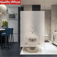 Пользовательский размер мультфильм медведь шаблон матовое стекло пленка Спальня Ванная Кухня Офис столовая детская комната 60x90 см оконная пленка A