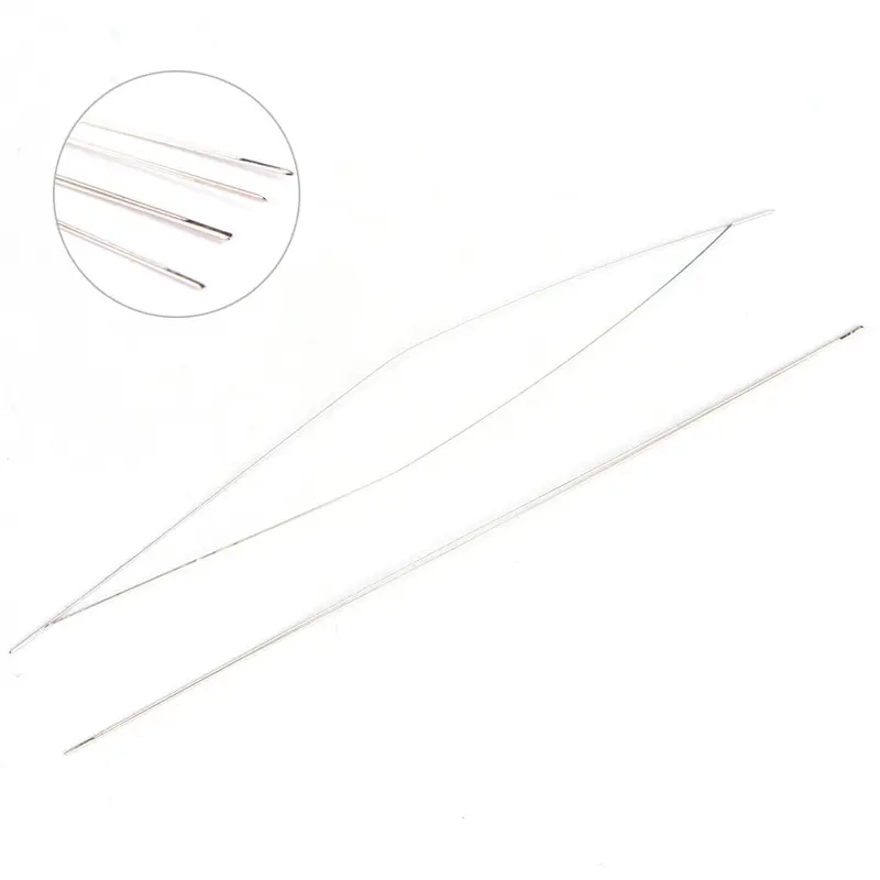 

Easy Jewelry Making Tools Dull Silver Color Big Eye Curved Beading Needles 5PCs Threading String Cord