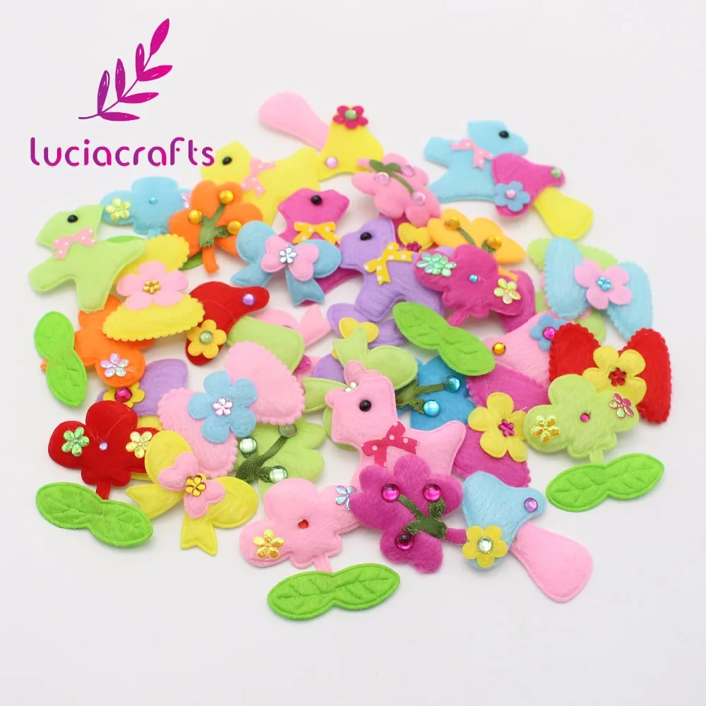 

Lucia Crafts 24pcs/lot Random mixed felt patch applique scrapbooking Non-woven fabrics DIY Felt Pads B0201