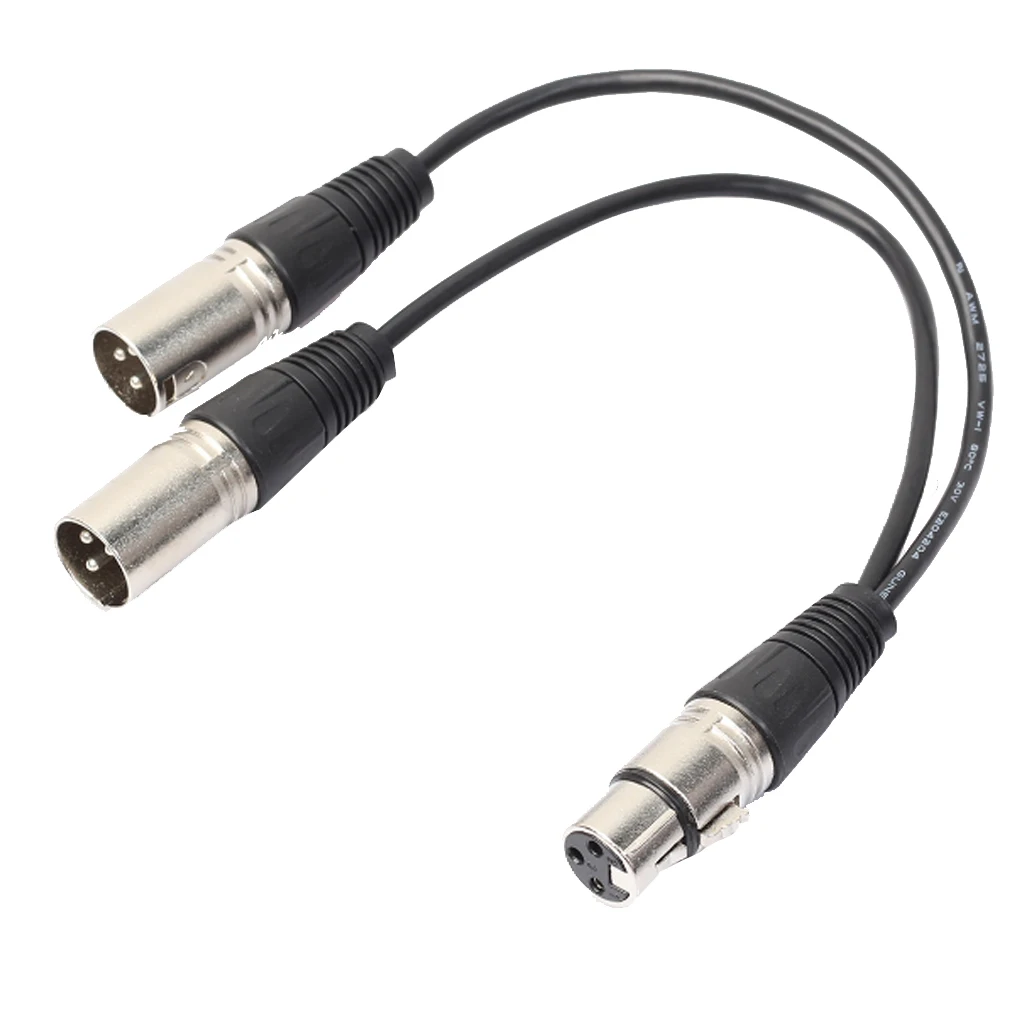 

30cm 2XLR Audio Cable Female Jack To 2 Male XLR Plug Connector Y Splitter Adapter Cord Cable