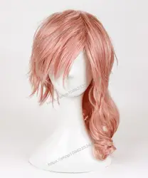 Аниме Final Fantasy FF13 Эклер Farron Lightning Косплэй парик Хэллоуин вьющиеся Длинные Синтетические волосы + парик Кепки