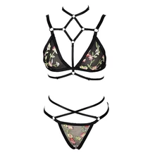 Кружево Вертикальная клетка бюстгальтер бикини полный нательная обвязка нижнее белье ремень регулировки плюс Размеры грудь Топы прозрачная танцевальный фестивальный рейв Костюмы