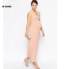 Pascua v-cuello de la ropa de maternidad vestido de noche para las mujeres embarazadas embarazo agradable vestidos de maternidad partido prom dress