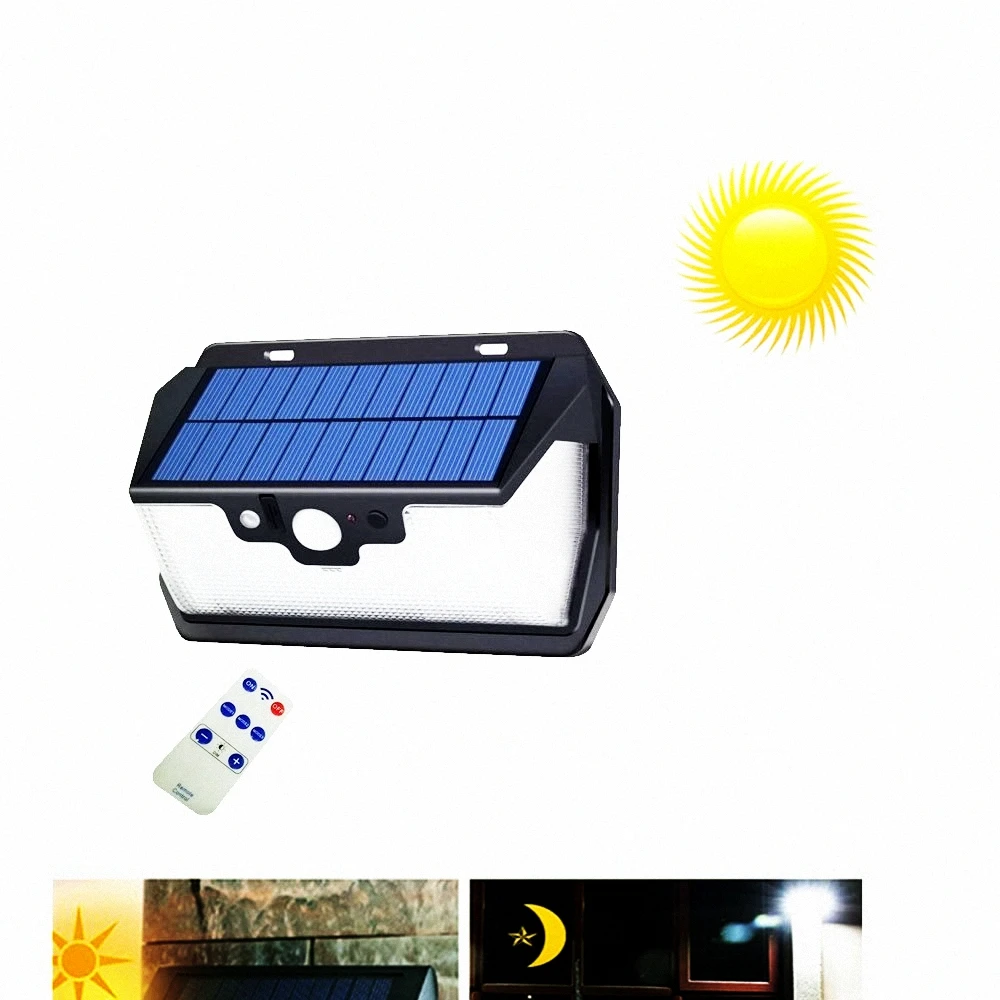 

55 leds Solar light remote control radar 3 side lighting usb port Solar camp Outdoor Garden Yard stair patio decro lamp street w