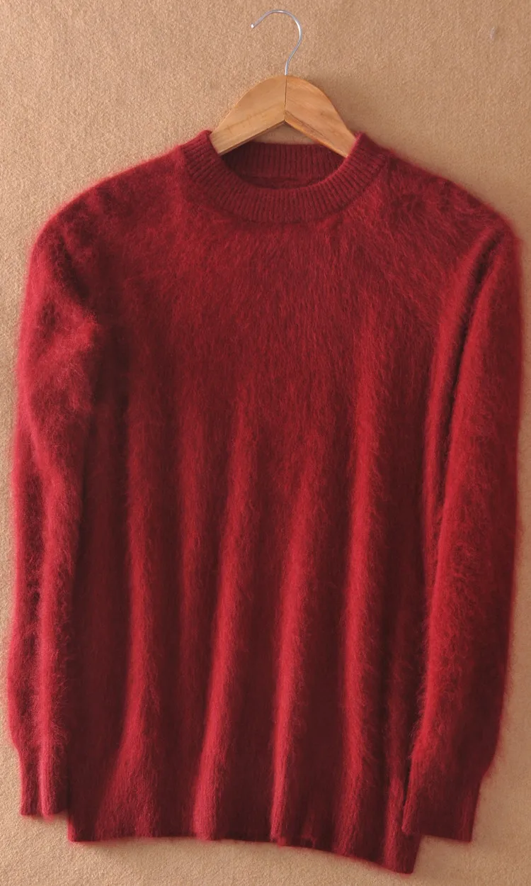 Мужской Пушистый свитер кашемир с норкой Зима Осень Мужчины o-образным вырезом с длинным рукавом Пуловеры мягкий теплый трикотаж джерси