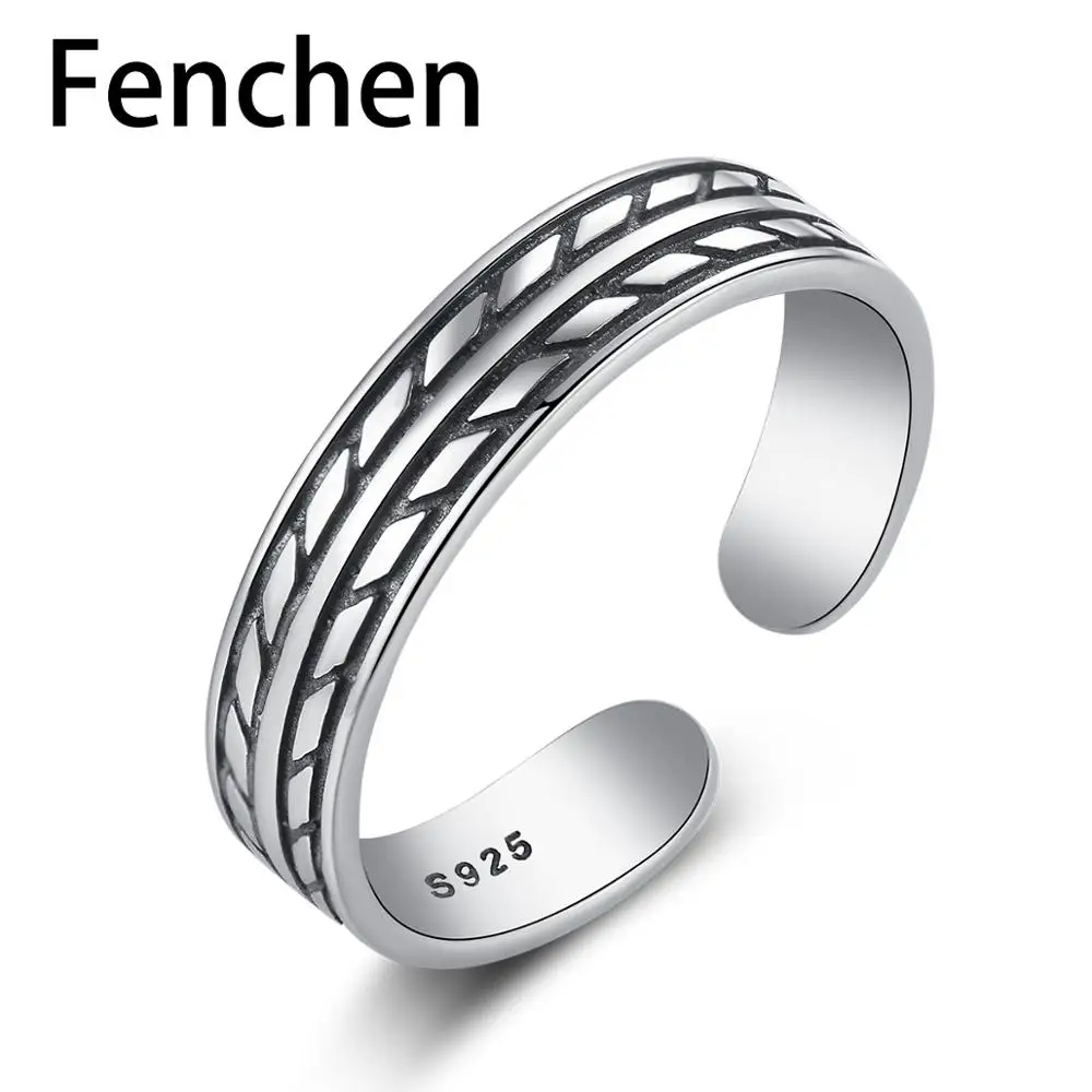 

Fenchen Vintage Genuine 925 Sterling Silver Leaf Open Rings for Women Anniversary Fine Jewelry Aneis De Prata Bijoux Gifts AR038