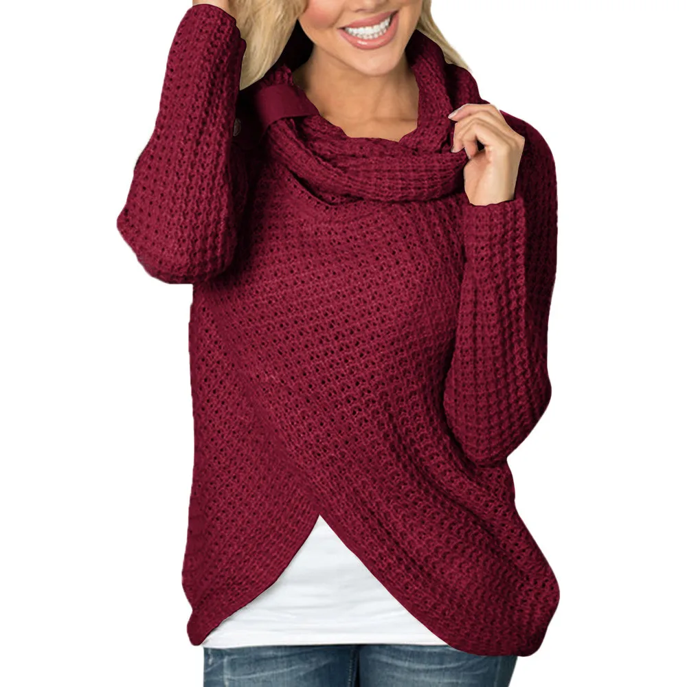 Sweater Woman Long Sleeve Solid Sweaters Pullover Tops Winter Woman