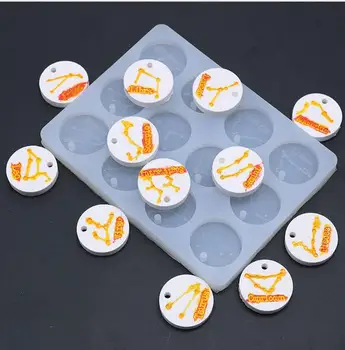 

DIY Baking Tools Hanging Hole 12 Constellation Cake Chocolate Fondant Clay Silicone Mould