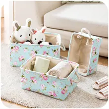 Тканевый прямоугольный ящик для хранения мини-ящик для хранения настольная Цветочная Косметика пульт дистанционного управления маленькая коробка