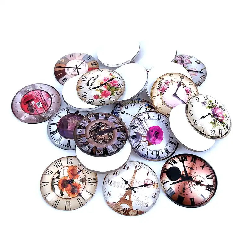Glass Cabochons Diameter 10mm 12mm 14mm 15mm 16mm 18mm 10pcs Y219,Retro Clock handmade 5pcs 20mm 25mm 30mm